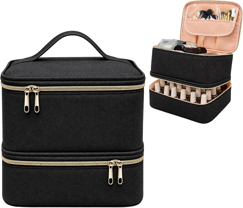 Estojo organizador para esmaltes LIVEBAY com dois compartimentos, preto