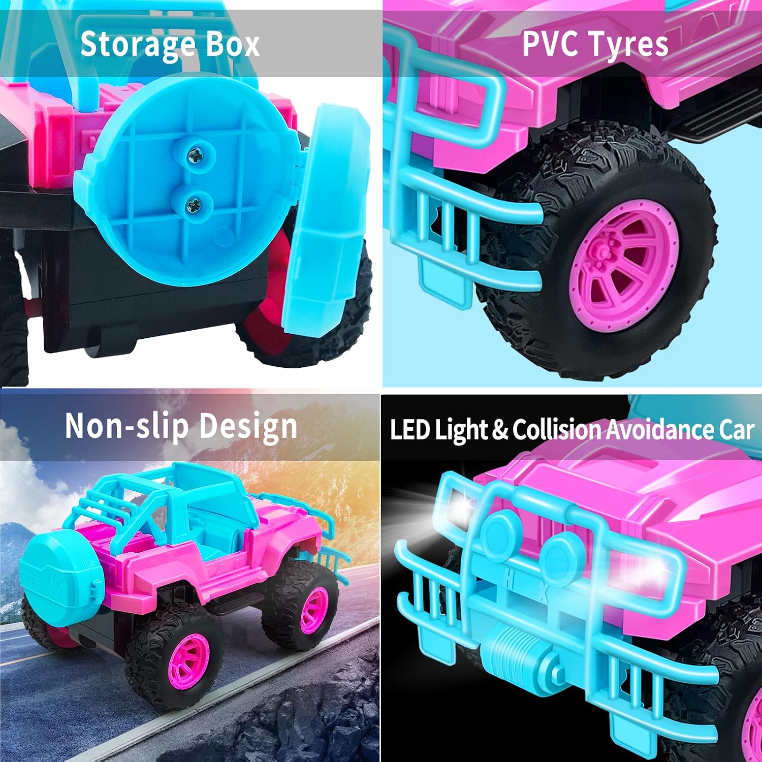 Hymaz Remote Control Car for Girls 3-5 6 7 8-12 Gifts, Pink/Purple RC Racing Car & Truck & Transformation Car Robot Toys for Kids Girls Boys(Pink Car)