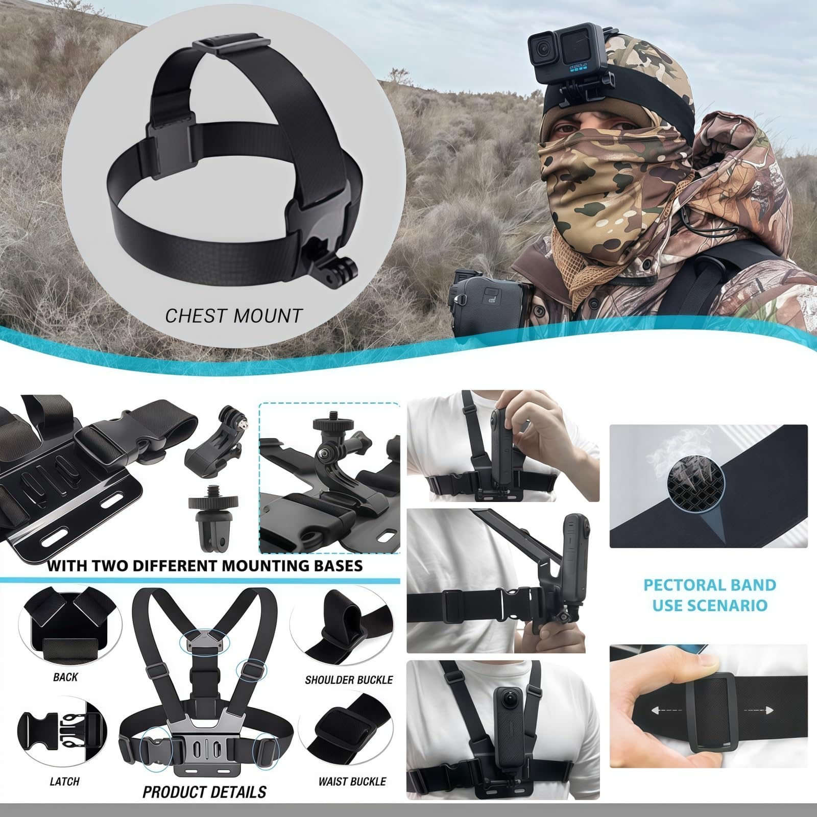Kit de accesorios para cámara de acción AKASO EK5000 EK7000 4K WiFi