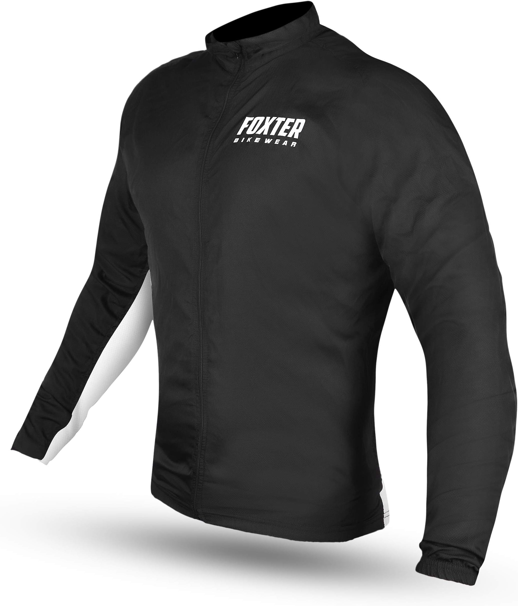 Foxter Cycling Jackets Light Weight Windbreaker Bike Jackets Cycling Jersey (XL, Black/White)