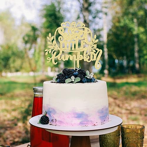 Miniatura 6 de Gyufise 1 pieza de decoración de pastel de calabaza dulce con purpurina con temática de otoño, decoración para baby shower, niños, cumpleaños,