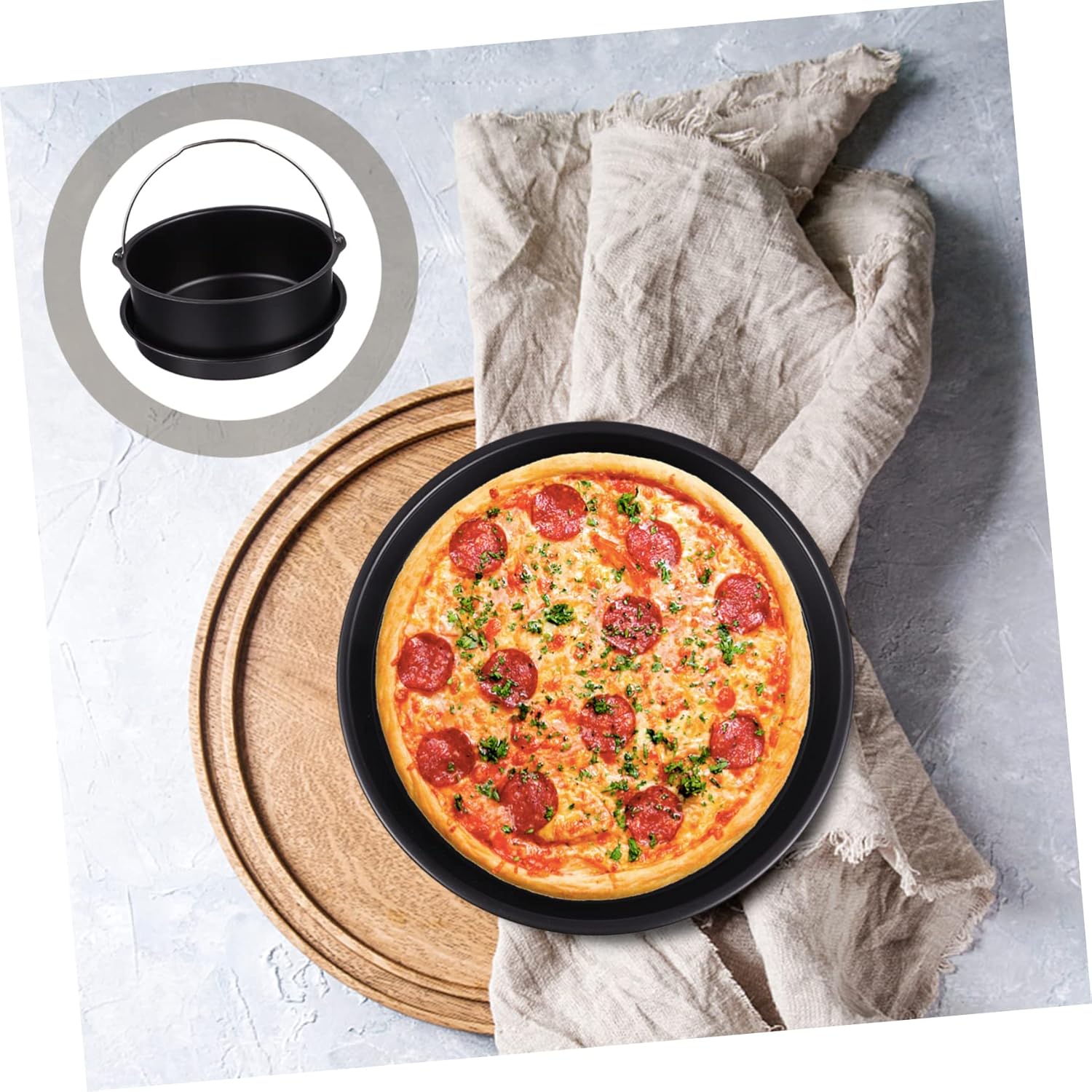 DOITOOL Air Fryer Accessory Set Cake Pizza Pan 7 Inch Non-stick Baking Pan Replacement for Air Fryers Easy Clean Set of 1