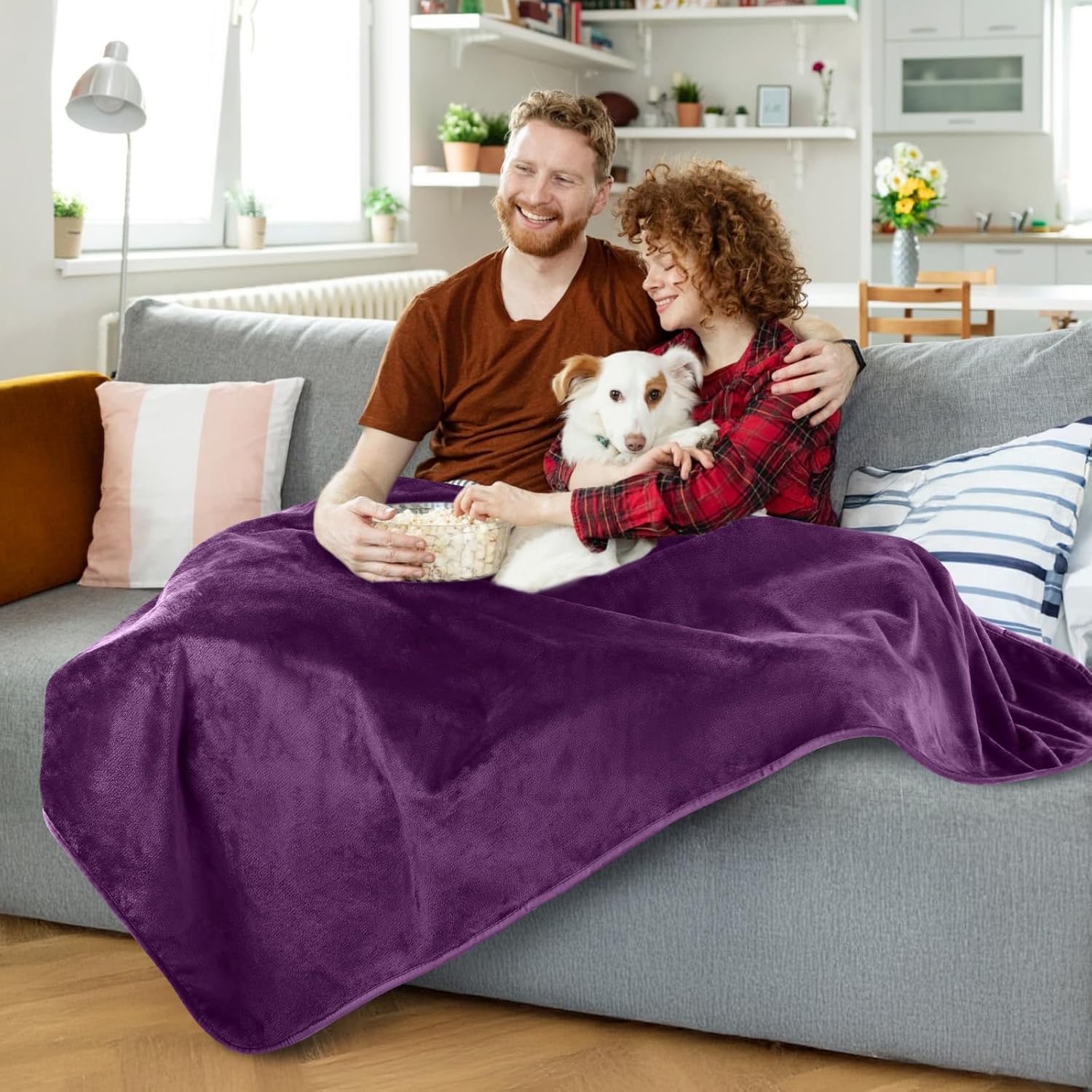 LOOBANI 2 Packs Extra Large Reusable Dog Mat 36x72in & 1 Pack Waterproof Dog Blanket for Couch Bed 50" x 60" Purple