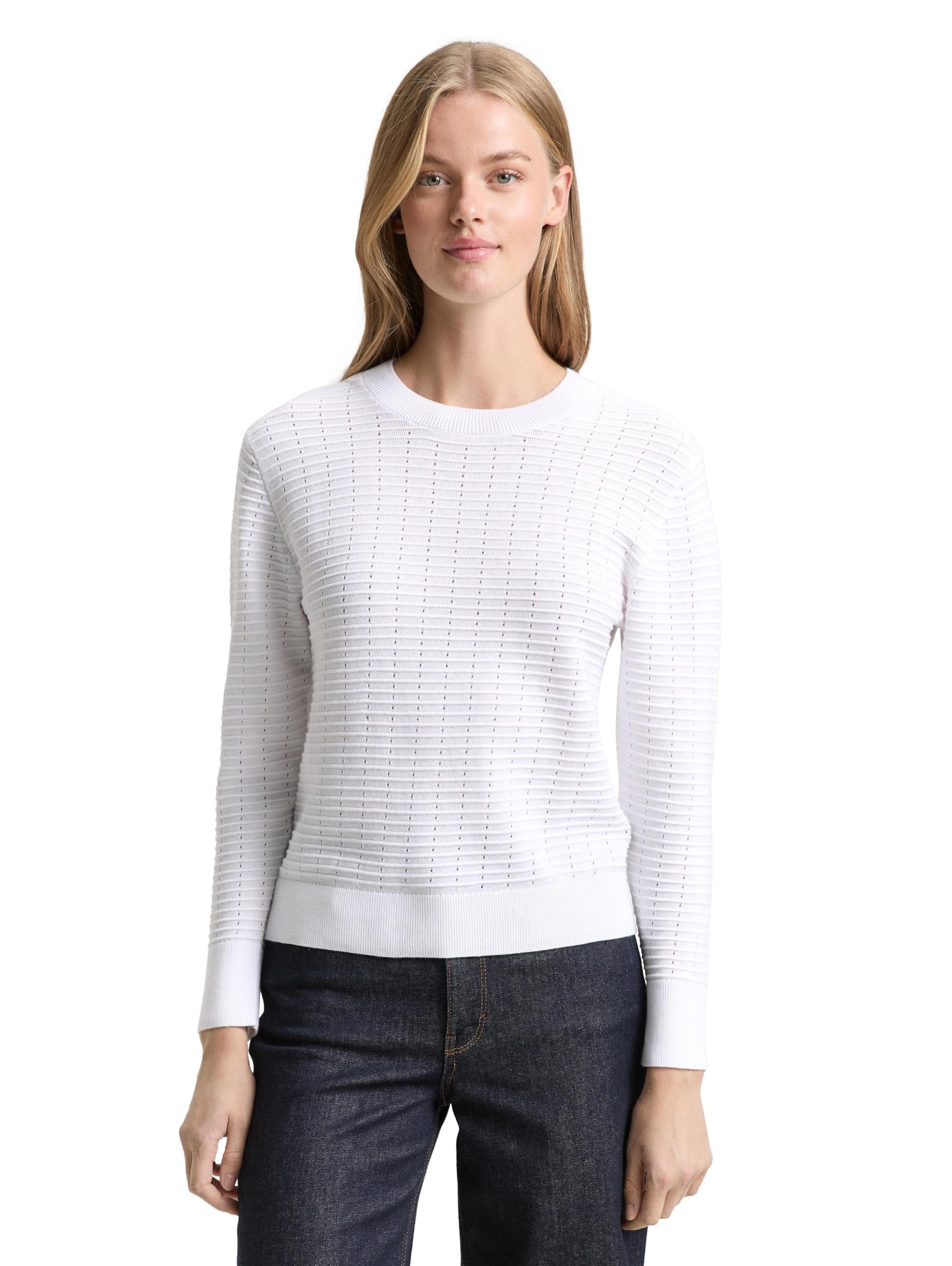 TOM TAILOR Denim Damen Strickpullover mit Rundhalsausschnitt
