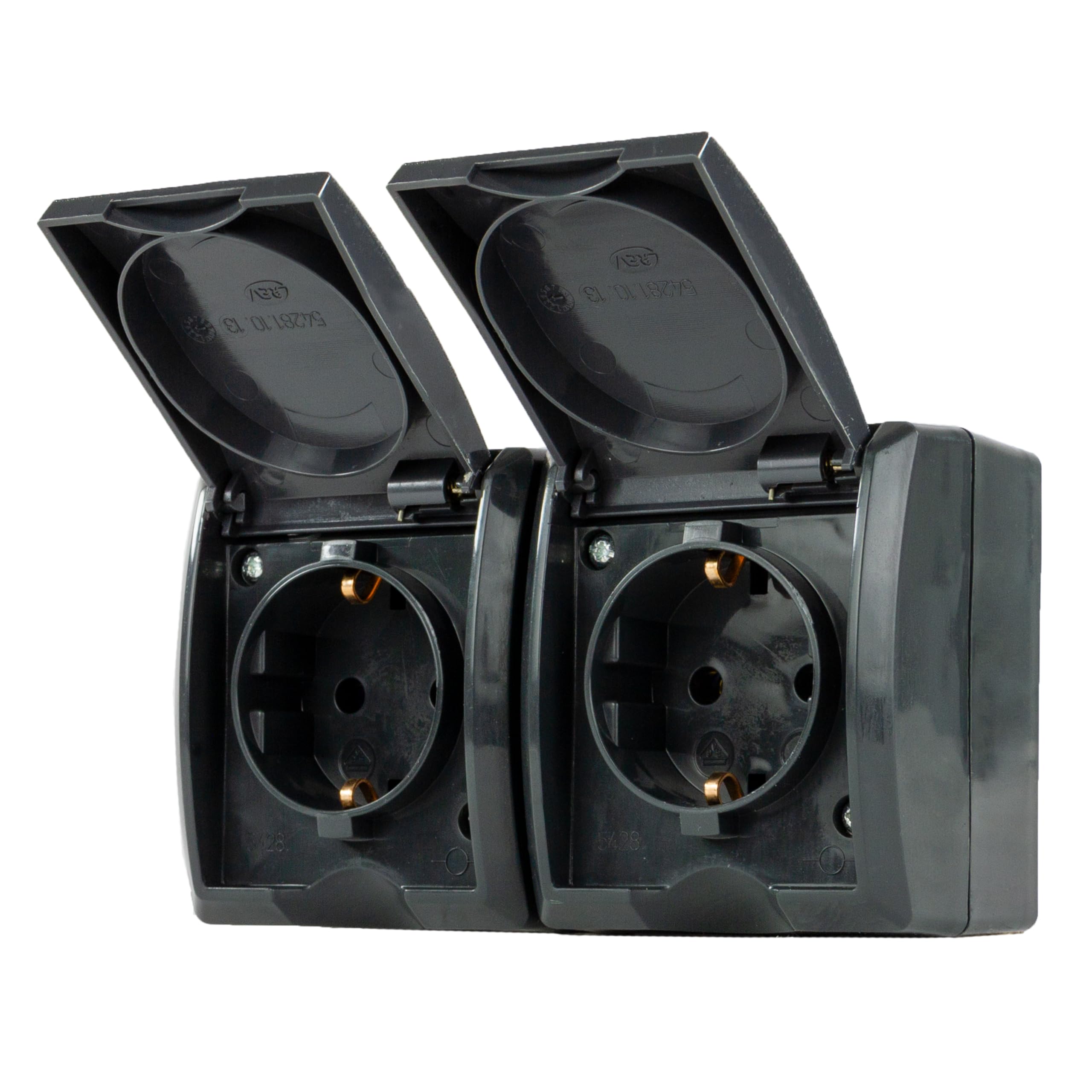 REV AquaForm, Doppelsteckdose-Feuchtraumsteckdose, IP44, Aufputz, anthrazit