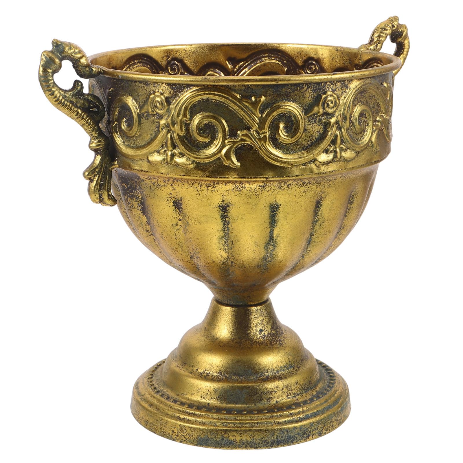 Pot de fleurs avec motif gravé en fer de style vase antique pour salon