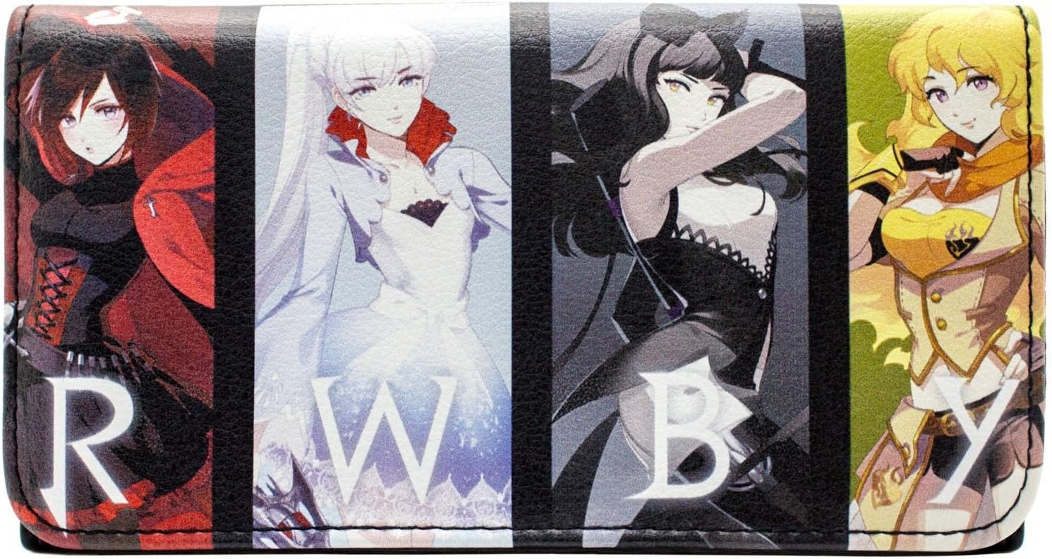 RWBY Ruby Rose Huntresses Warriors Purse Tri-Fold Coin Pocket & Card Holder, Black