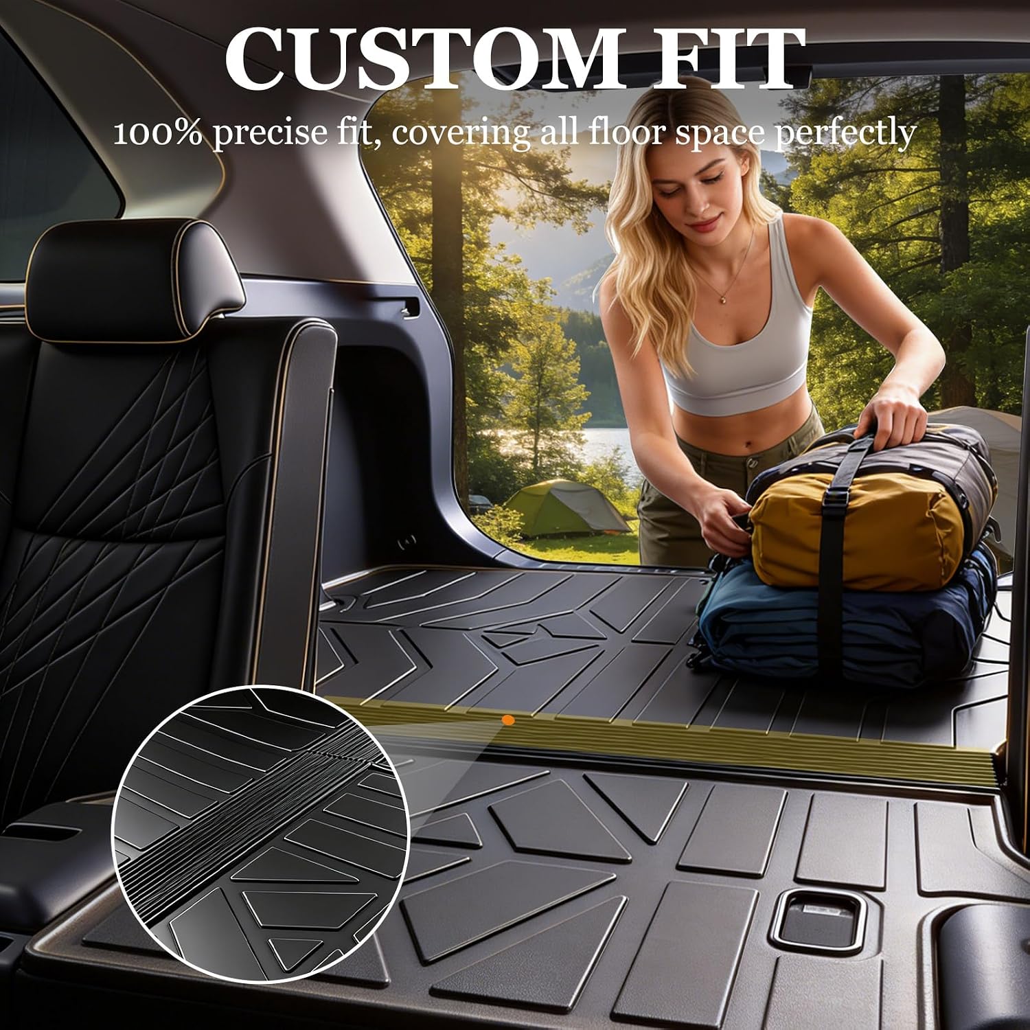 PROSHEVE Cargo Mat for Toyota RAV4 2019-2025 Including Hybrid, Custom Fit TPE Trunk Mat with Seat Back Protector, All Weather Waterproof Cargo Liner for Toyota RAV4 Accessories, Black