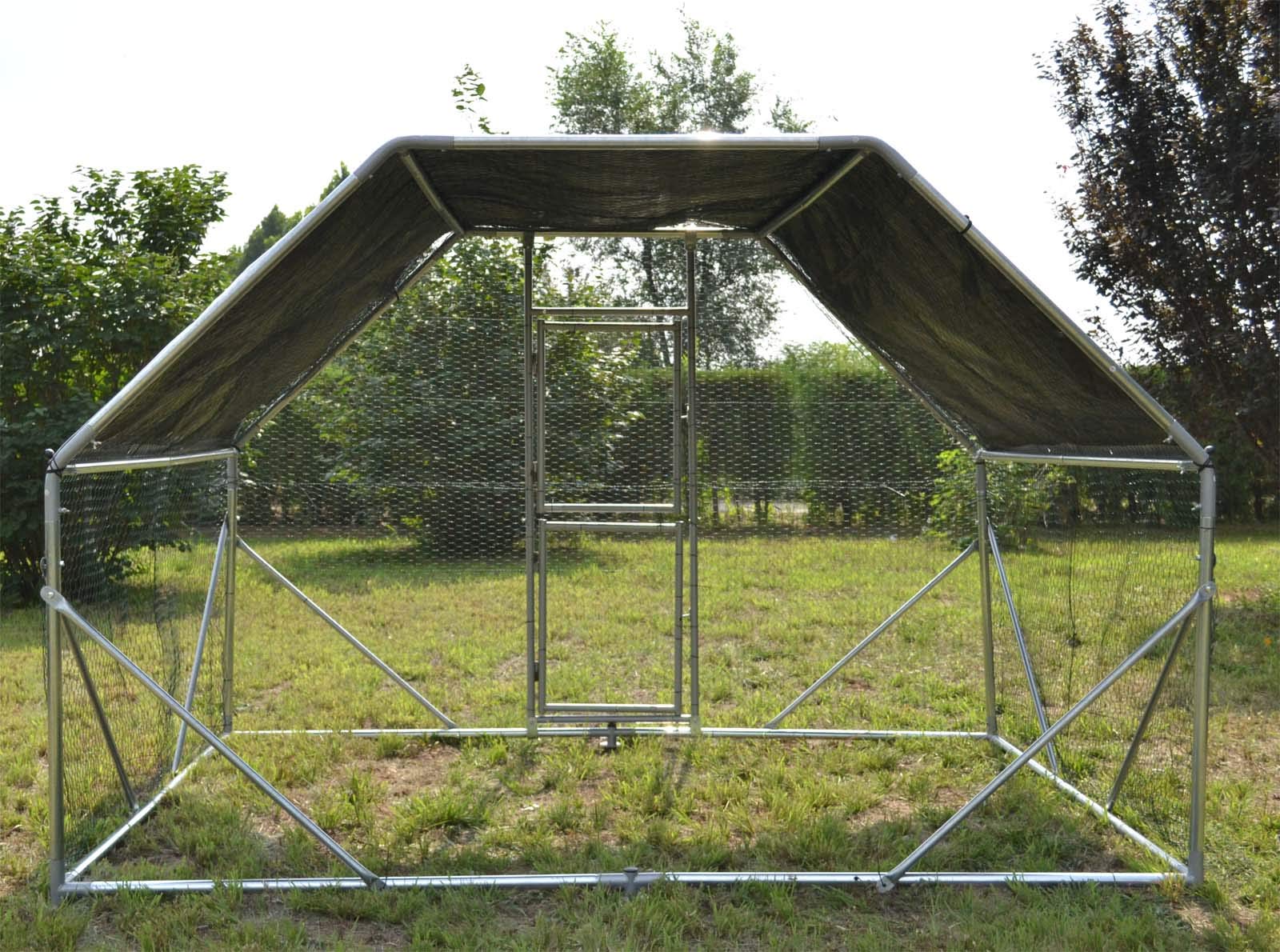 Jaula Recinto Corral XXL 2x3x2m con Techo Solar Impermeable y Puerta Animales Aves Gallinas Pollos