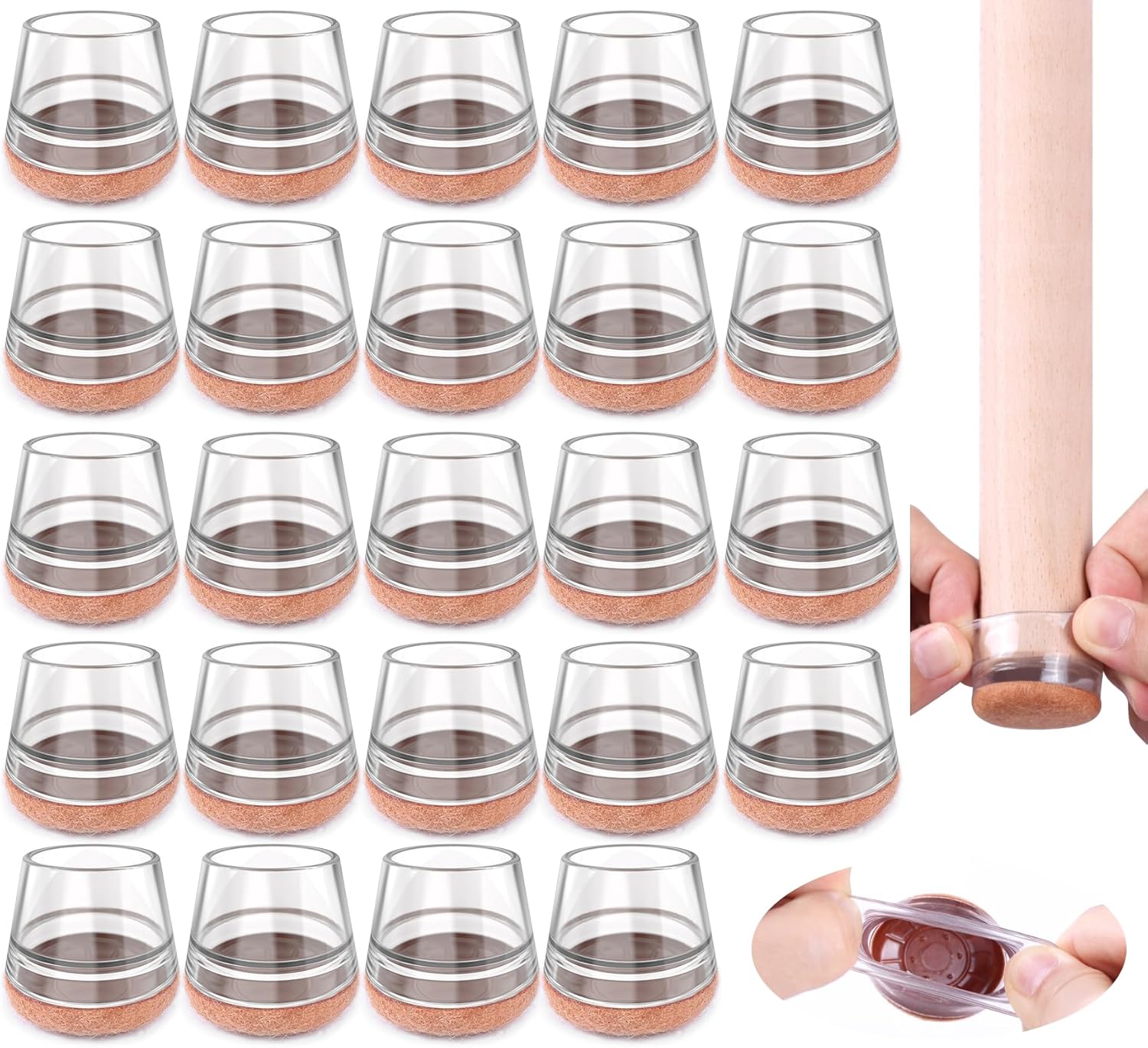pinckdidi 24 Pcs Chair Leg Protectors for Hardwood Floors & Furniture
