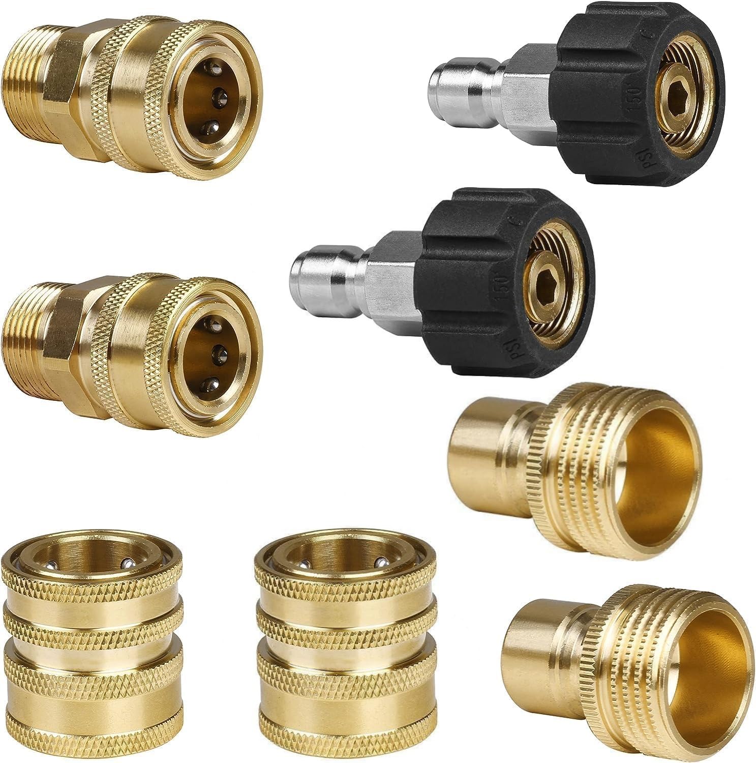 Set di 8 adattatori per idropulitrice a sgancio rapido, kit adattatore M22 girevole a 3/8 '' Quick Connect 3/4" a sgancio rapido