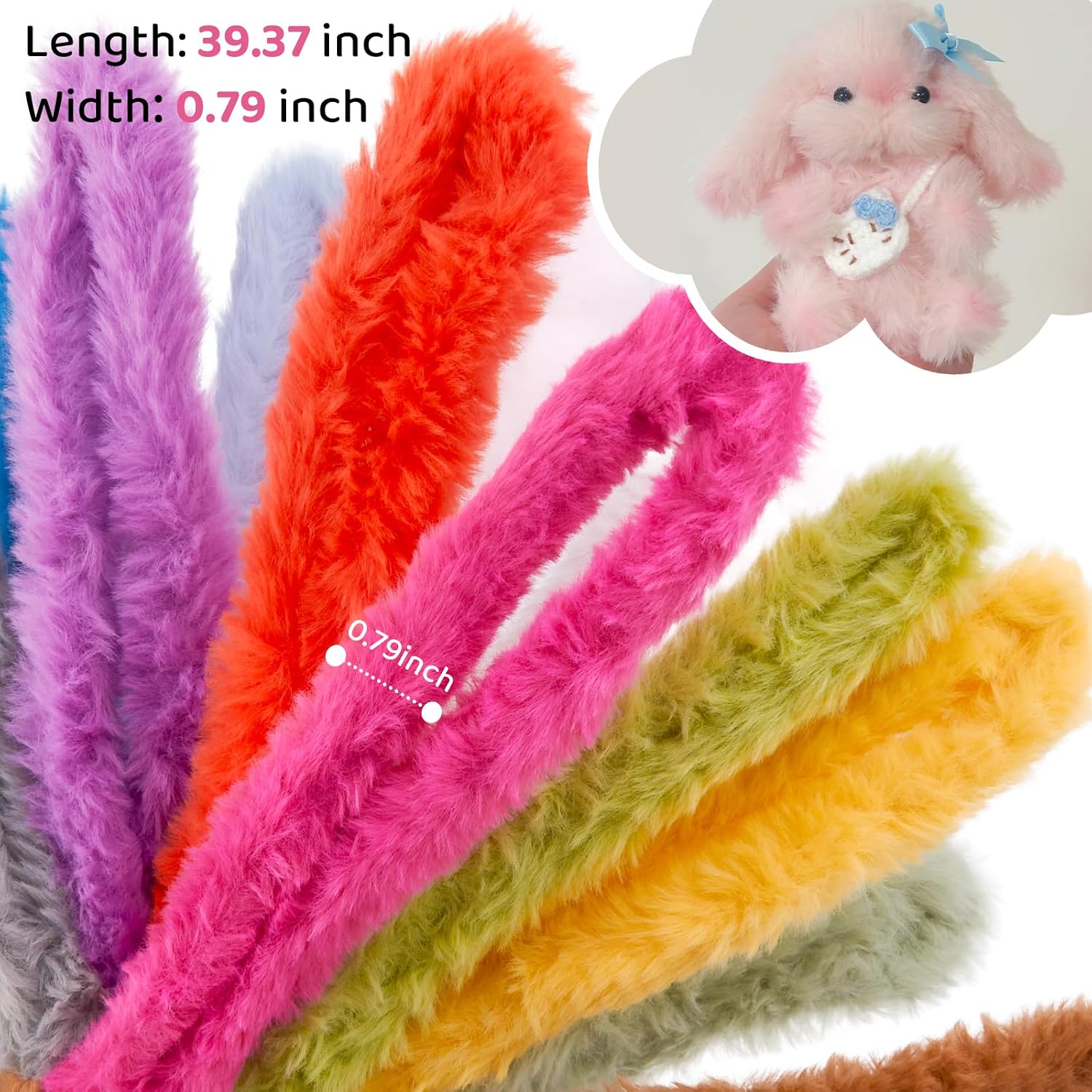 12Pcs Jumbo Pipe Cleaners Craft 39.37'' Long x 0.8'' Thick, Faux Bunny Fur Fluffy Chenille Stems Set, Fuzzy Sticks for DIY Arts, Creative Kids Animal Crafts & Holiday Decorations, 12 Colors
