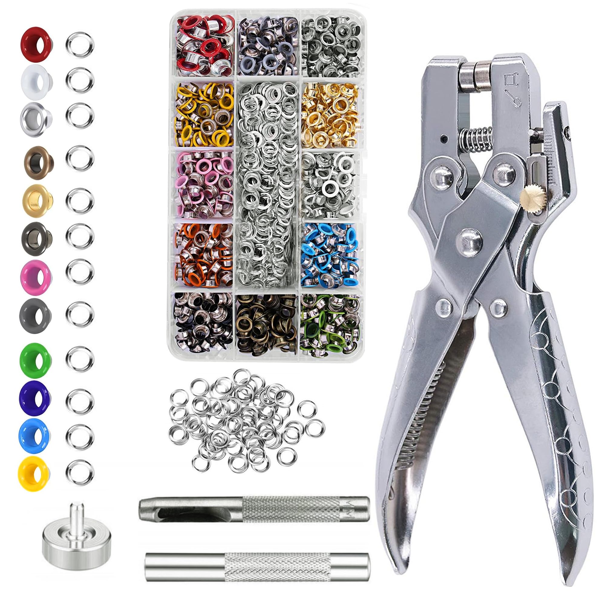 Jamsinmu Grommet Gereedschapsset, 800 sets, instelgereedschap met oogtang, ooggereedschap, set voor leer, canvas, zeil, tent, 200 # binnen, 4 mm