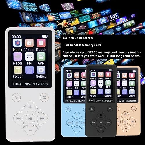 Miniatura 5 de Reproductor de MP3 de 64 GB, Bluetooth 5.0 reproductor de música portátil de calidad de sonido de alta fidelidad, reproductor de MP3 y MP4 con