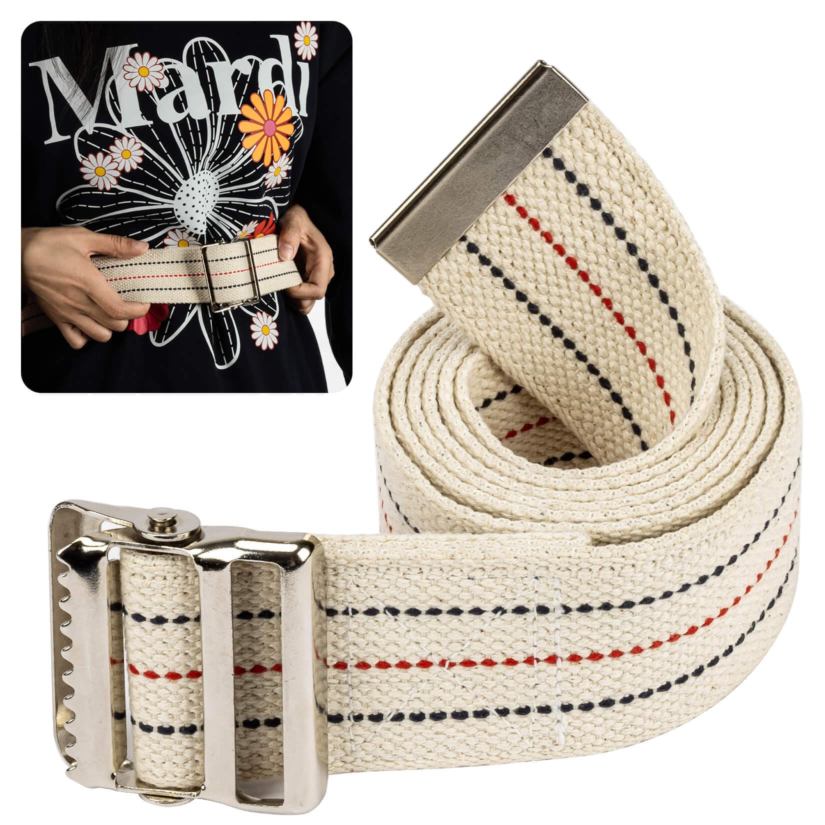 MAQIHAN Gait Belts Transfer Belts for Seniors - Walking Gait Belts for Men with Metal Buckle Heavy Duty Transfer Belt for Lifting Elderly Seniors Ambulation Accessories 60 Inch.