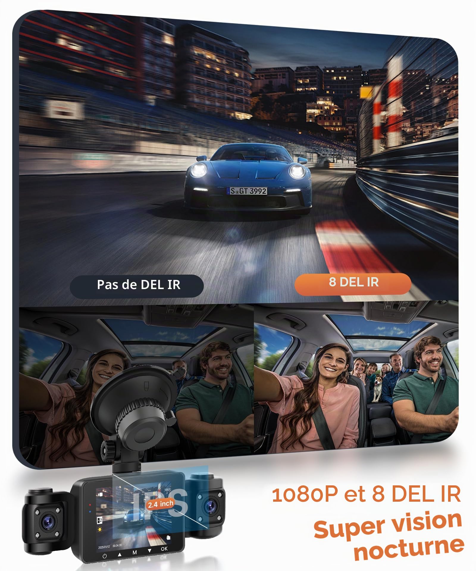 Rimoody 4 Canaux 360° Dashcam Voiture, 4 Caméras 1080P Avant Arrière Gauche Droite, Vision Nocturne, Vidéo en Boucle, G-Sensor, Moniteur de Stationnement 24H, Aide au Stationnement