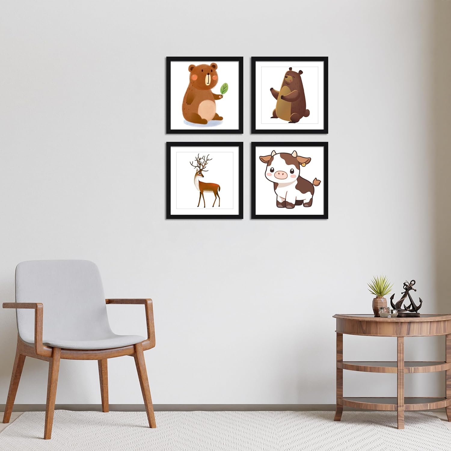 CORE ART 12x12 Picture Frame Set of 4, Display Pictures 10x10 with Mat or 12 x 12 without Mat, Multi Photo Frames Collage for Wall or Tabletop Display, Black