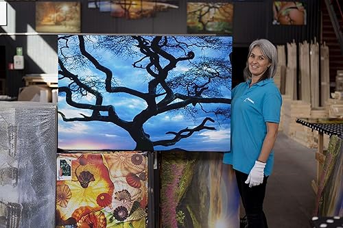 Miniatura 6 de Startonight Lienzo decorativo para pared, increíble puesta de sol detrás del árbol, imagen de paisaje natural de árboles para sala de estar,