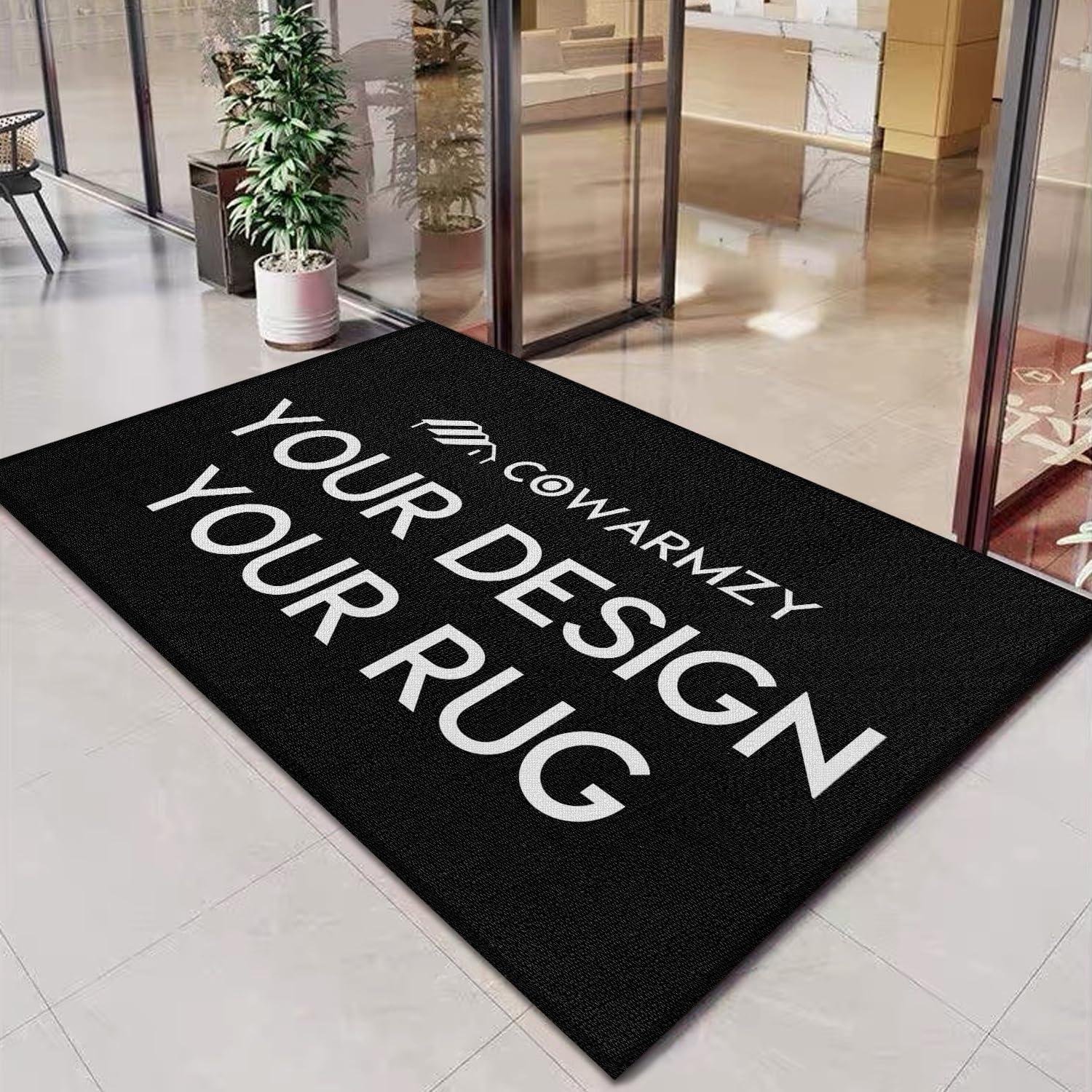 Personalized Welcome Commercial Door Mats, Custom Business Logo/Text/Color/Size/Pattern Customizable Front Doormat Entryway Area Rug Waterproof and Anti-Slip Outdoor Runner Carpet