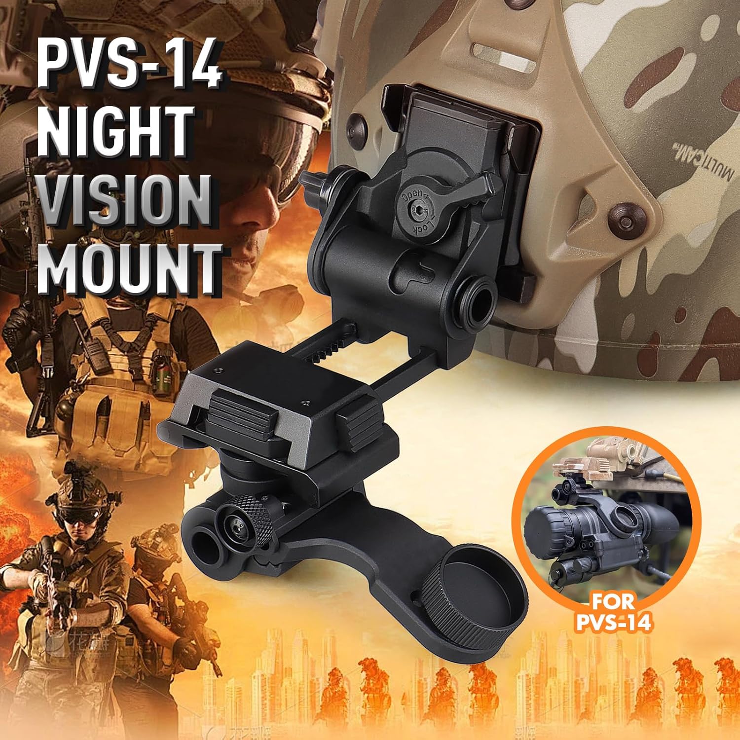 New Aluminum L4 G24 Mount and NVG J-ARM Adapter Fit for Helmet Adapter for Night Vision PVS-14 for Hunting (UK Standard Screw)