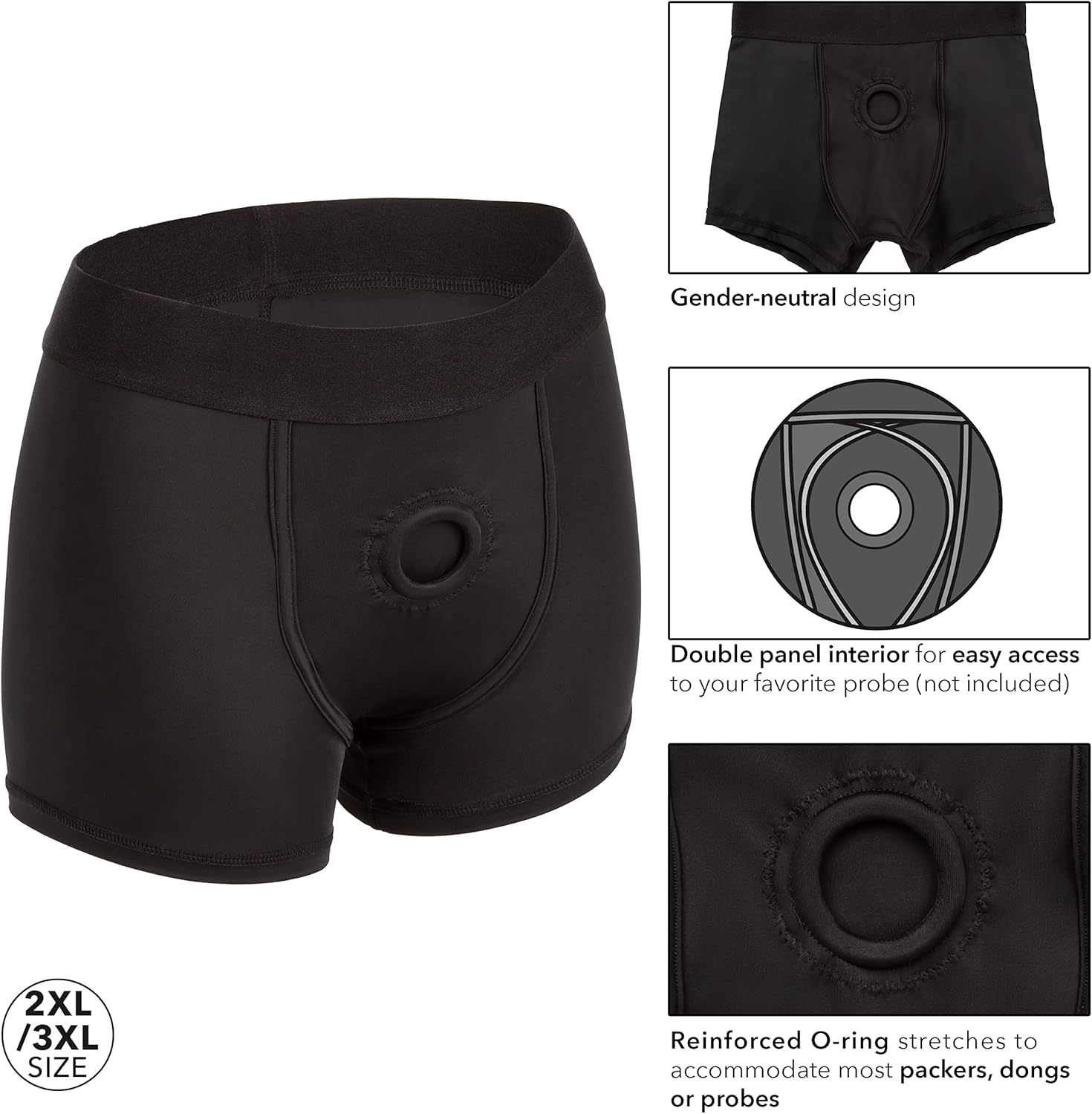 CalExotics Her Royal Harness Boxer Brief - 2XL/3XL Black