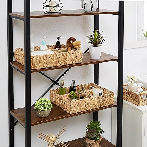 Miniatura 4 de Vagusicc Cesta de almacenamiento dividida de mimbre, cestas de mimbre de jacinto de agua tejidas a mano, cesta para organización de cajones, cestas