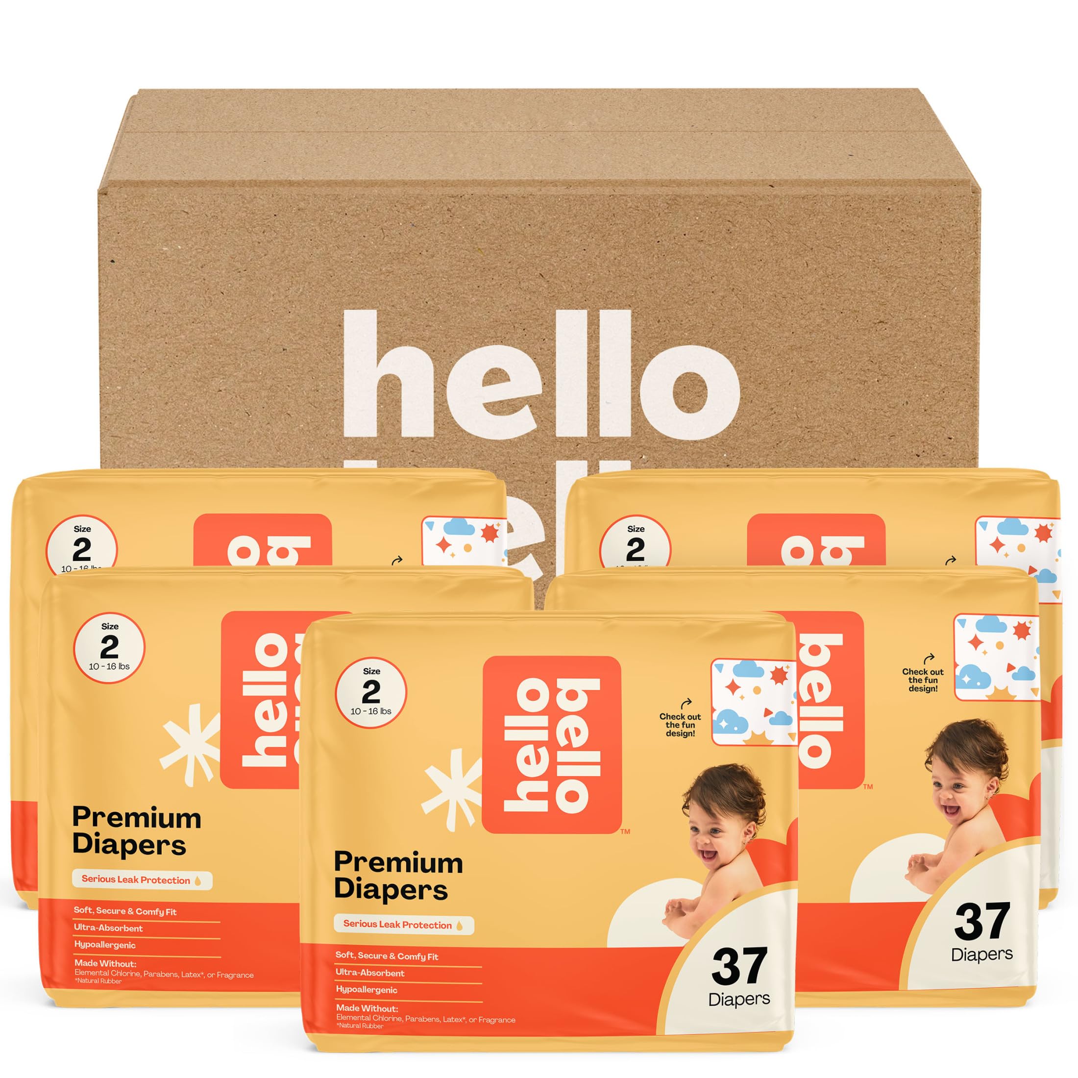 Hello Bello Diapers Assorted Gender Neutral Surprise Pack, Size 2 185ct
