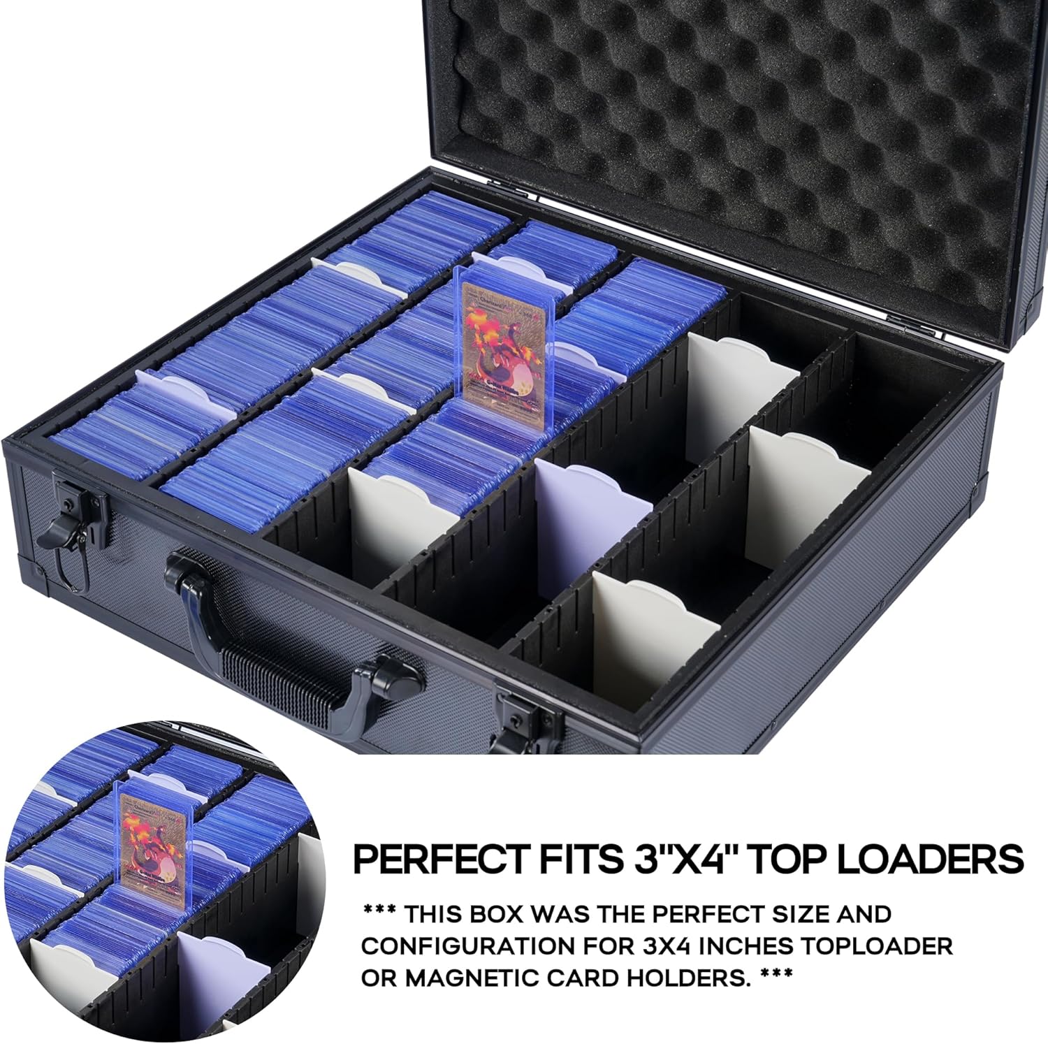 D DACCKIT Top Loader Storage Box with Card Dividers for 1200 3" x 4" 35pt Rigid Card Holders for Trading Cards & Sports Cards Compatible with Top Loaders & Magnetic Card Holders (Model B-1200