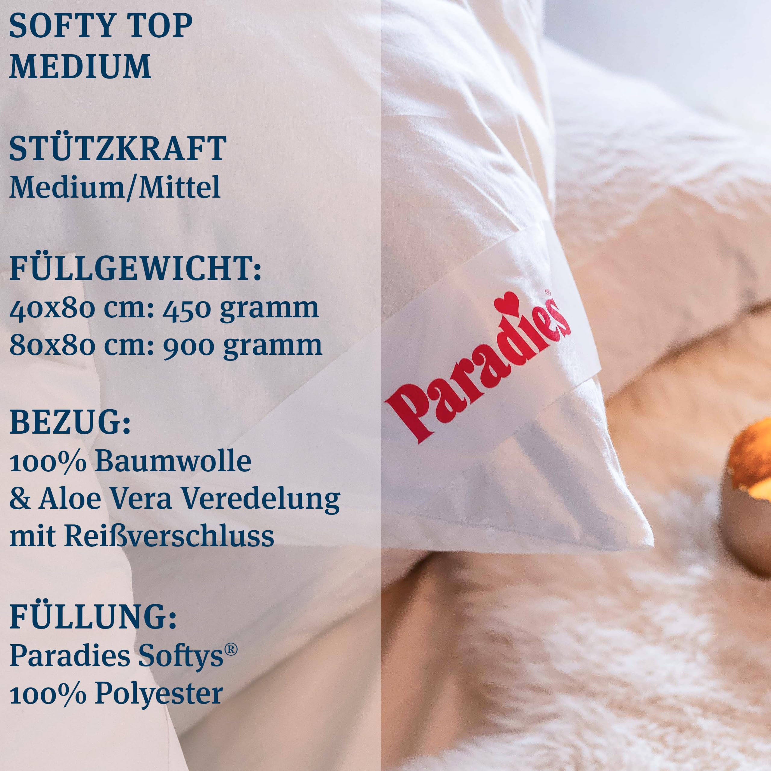 PARADIES Bettenset Mikrofaser Ganzjahresdecke 135x200 cm mit Kissen 80x80 | Feine Mikrofaserdecke 155x220 mit Kissen, Atmungsaktiv, Kassettensteppung, Made in Germany