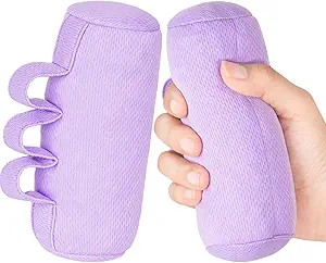 Palm Grips, Hand Contracture Cushions, Finger Grips, Finger Splitter, Palm Protector for Hand Contracture, Grip Strengthener Pad for Elderly, Stress Relief, Sweat Resistant, Washable, Purple, S, 2 Pcs