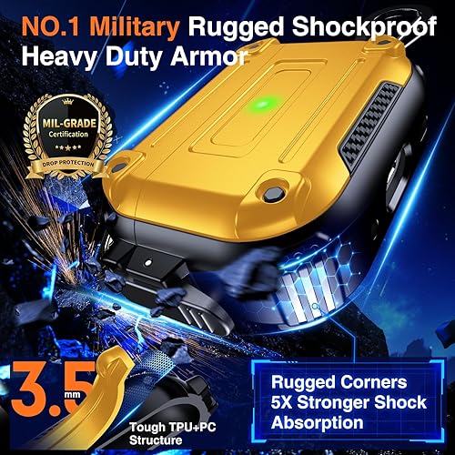 Miniatura 2 de Chicfun Armour Lock - Funda para AirPods Pro de 2 generación con bloqueo seguro y llavero, compatible con MagSafe protección resistente de 360