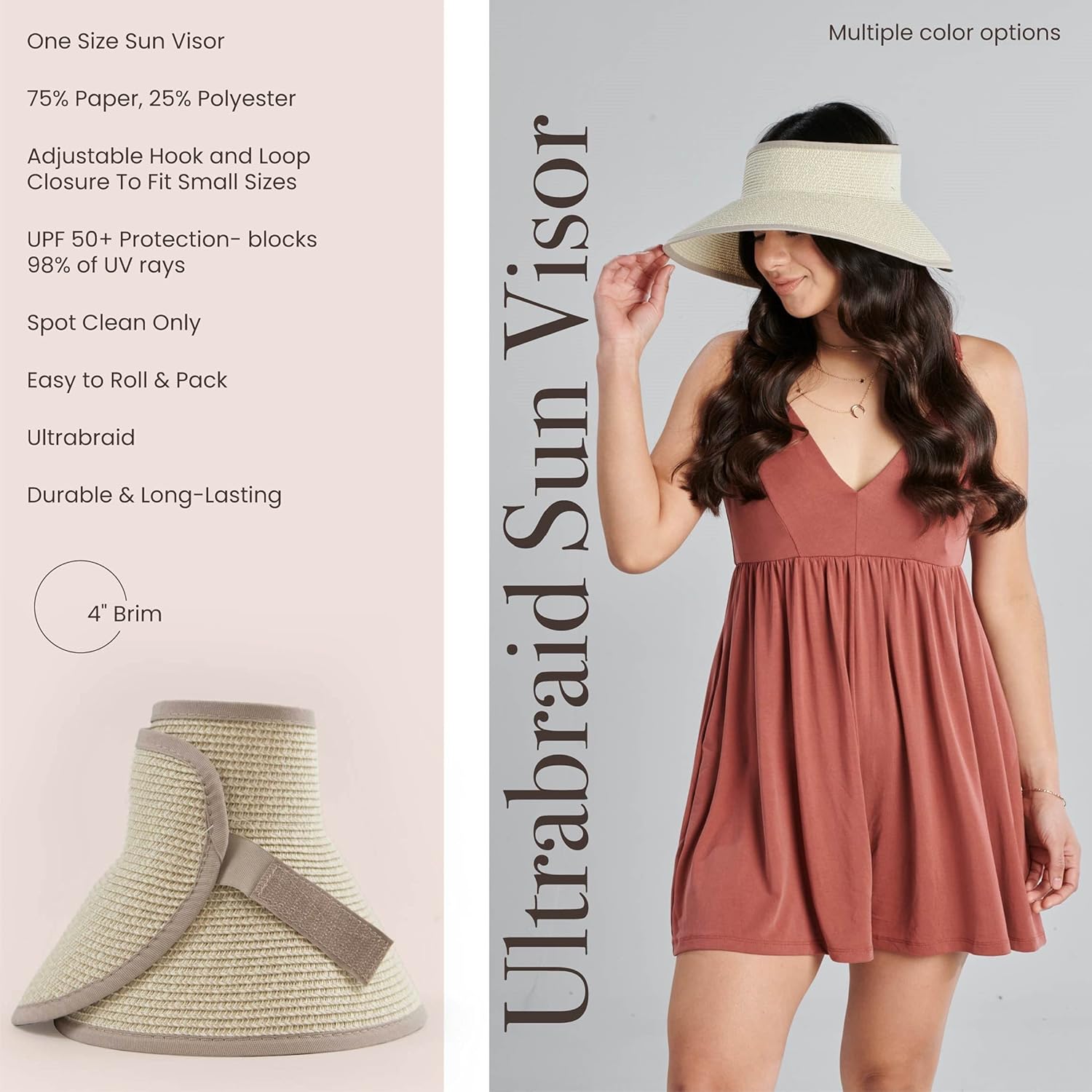 San Diego Hat Co. Womens Ultrabraid Visor with Ribbon Binding, and Sweatband - Image 2