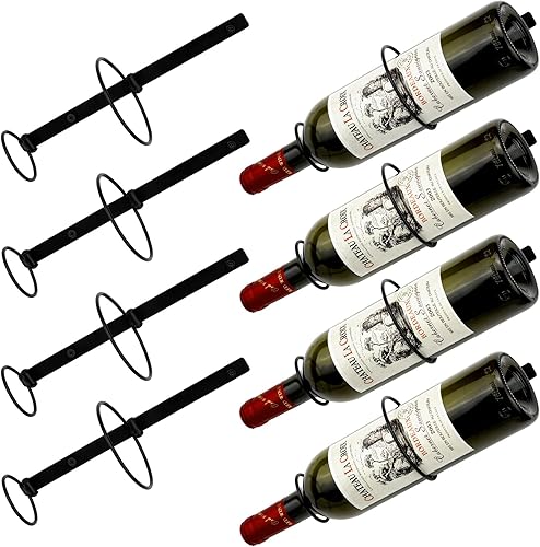 AQAREA Soporte para estante de vino de montaje en pared Soporte de vino de metal para vino individual o licor para exhibir y almacenar