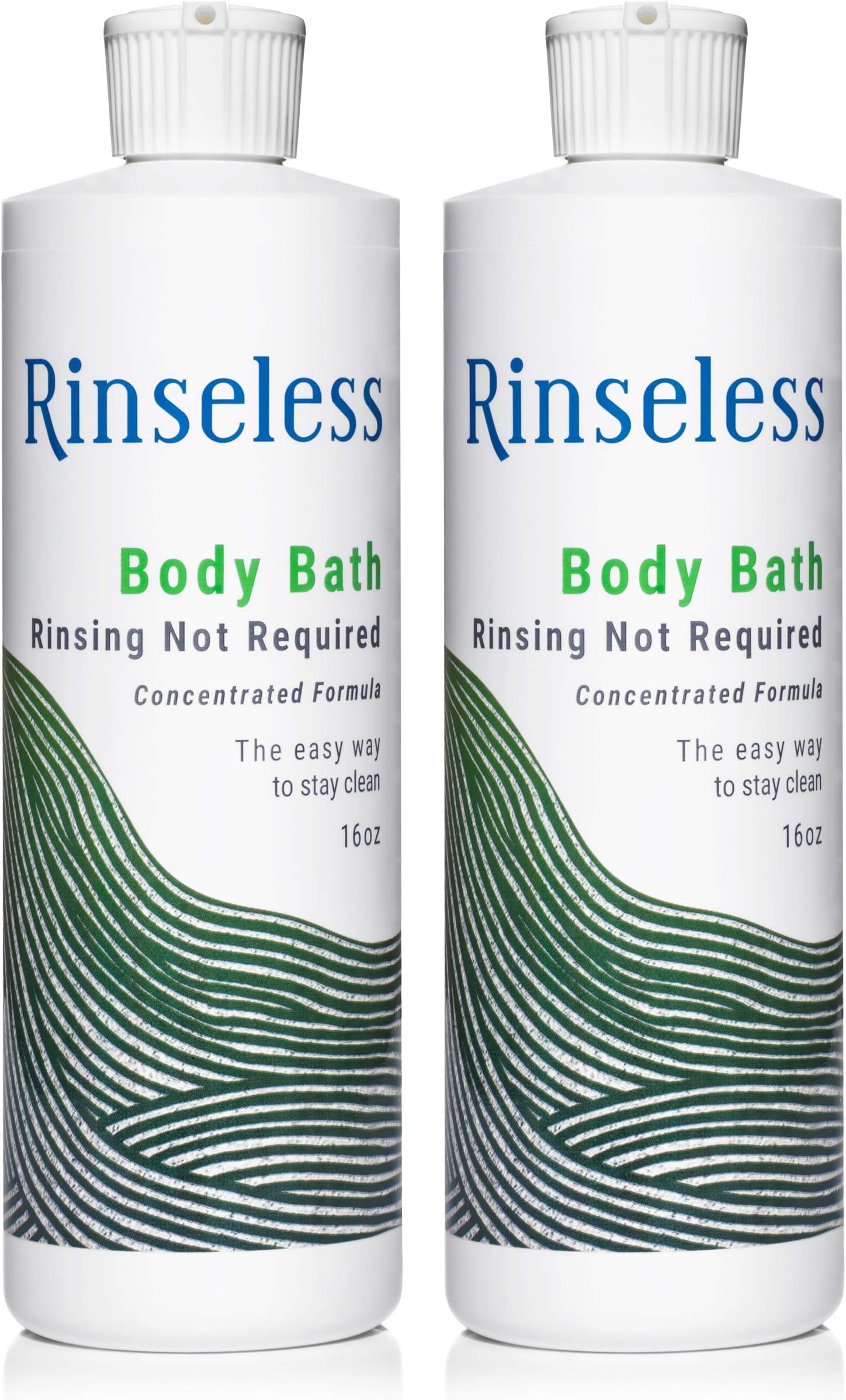 RINSELESSBody Bath Wash 16 Oz | Waterless Non Rinse Concentrated Formula Makes 16 Sponge Baths (Pack of 2)