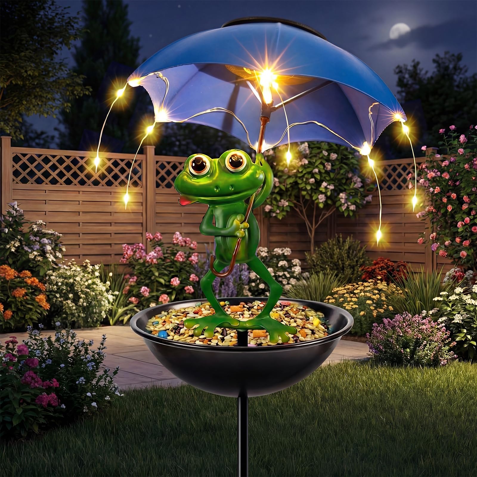 Vbioa Solar Bird Feeder Frog Garden Decor