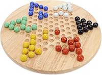 Vista 3 de WE Games Juego de damas chinas de madera maciza con canicas de vidrio - 11.5 pulgadas