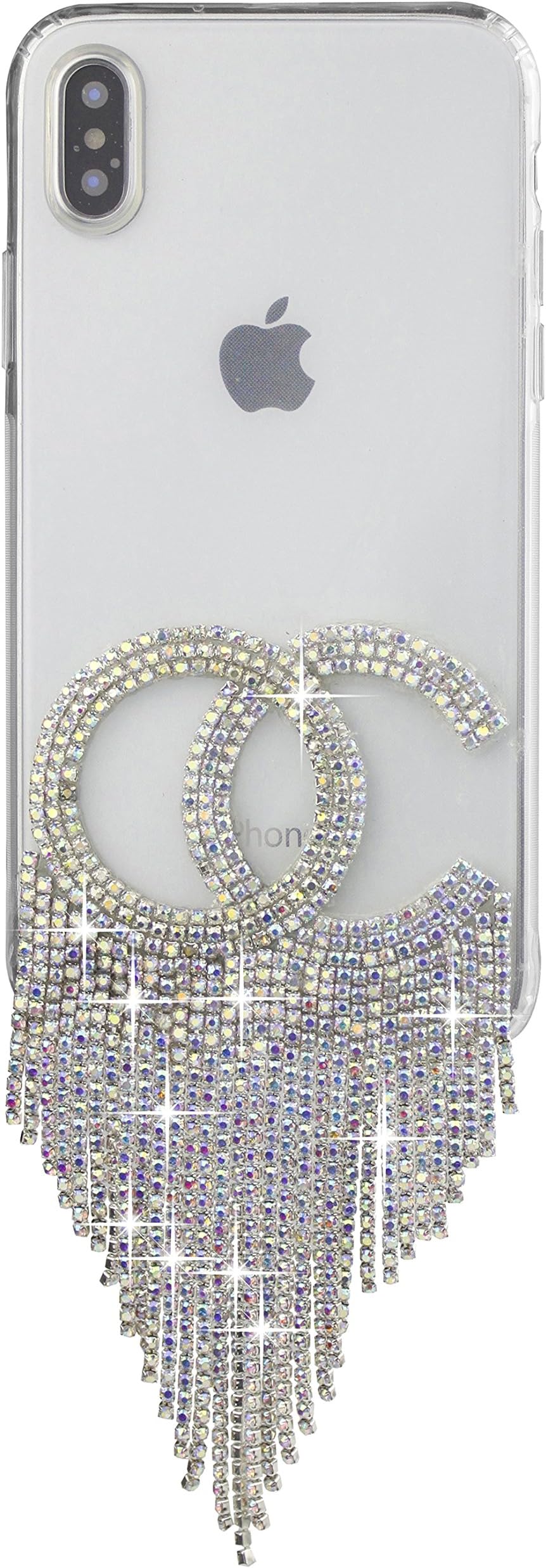 iPhone X Bling Case, Just Mode Gliter Cellphone Case Clear Transperant Back Cover Hand Made Diamond Imitation Tissue Shell for Apple iPhone x