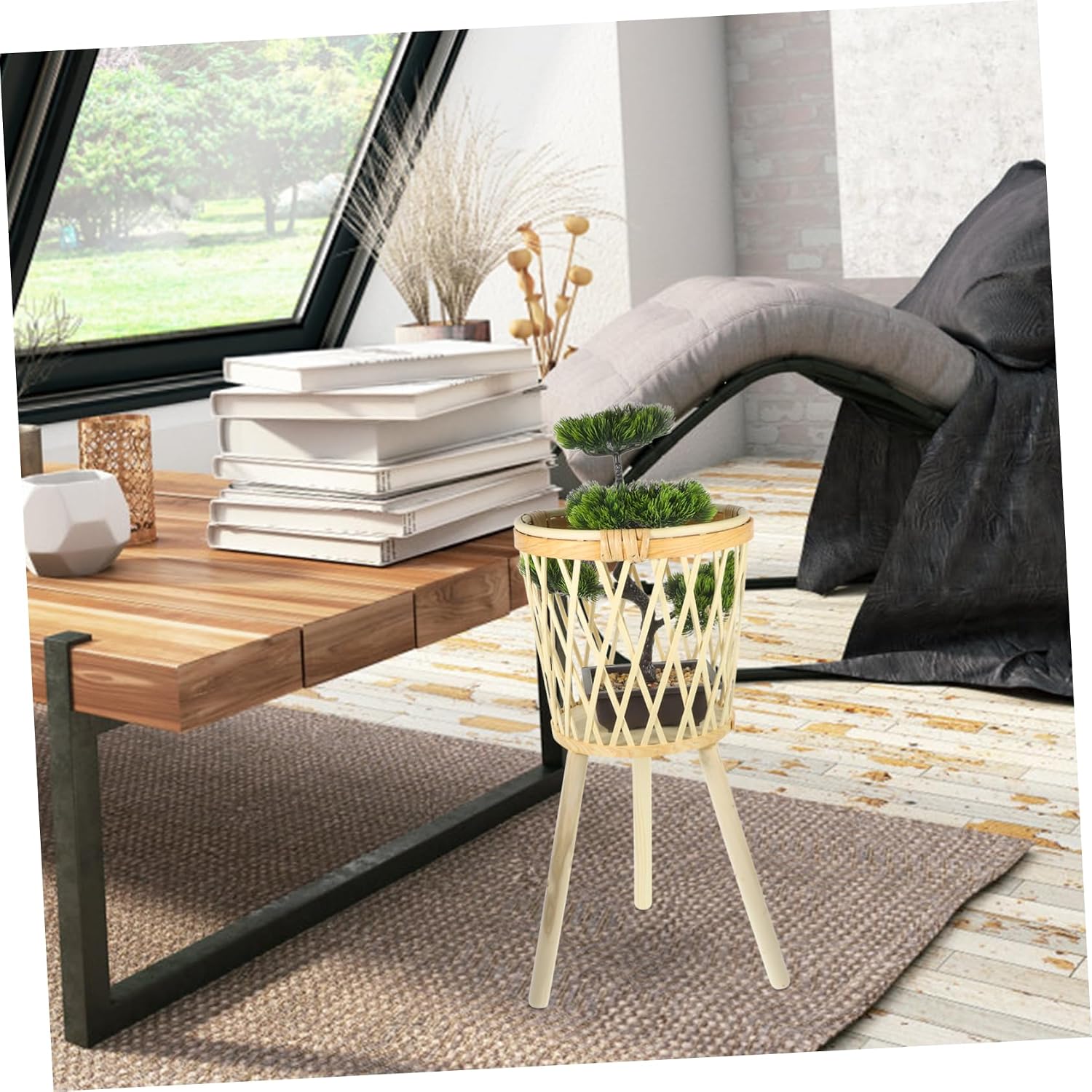 VICASKY Flower Pot Holder Woven Plant Stand for Indoor Use Lightweight and Sturdy Space-Saving Design for Home Decor and Balcony Display Modern Storage Basket for Plants and Flowers