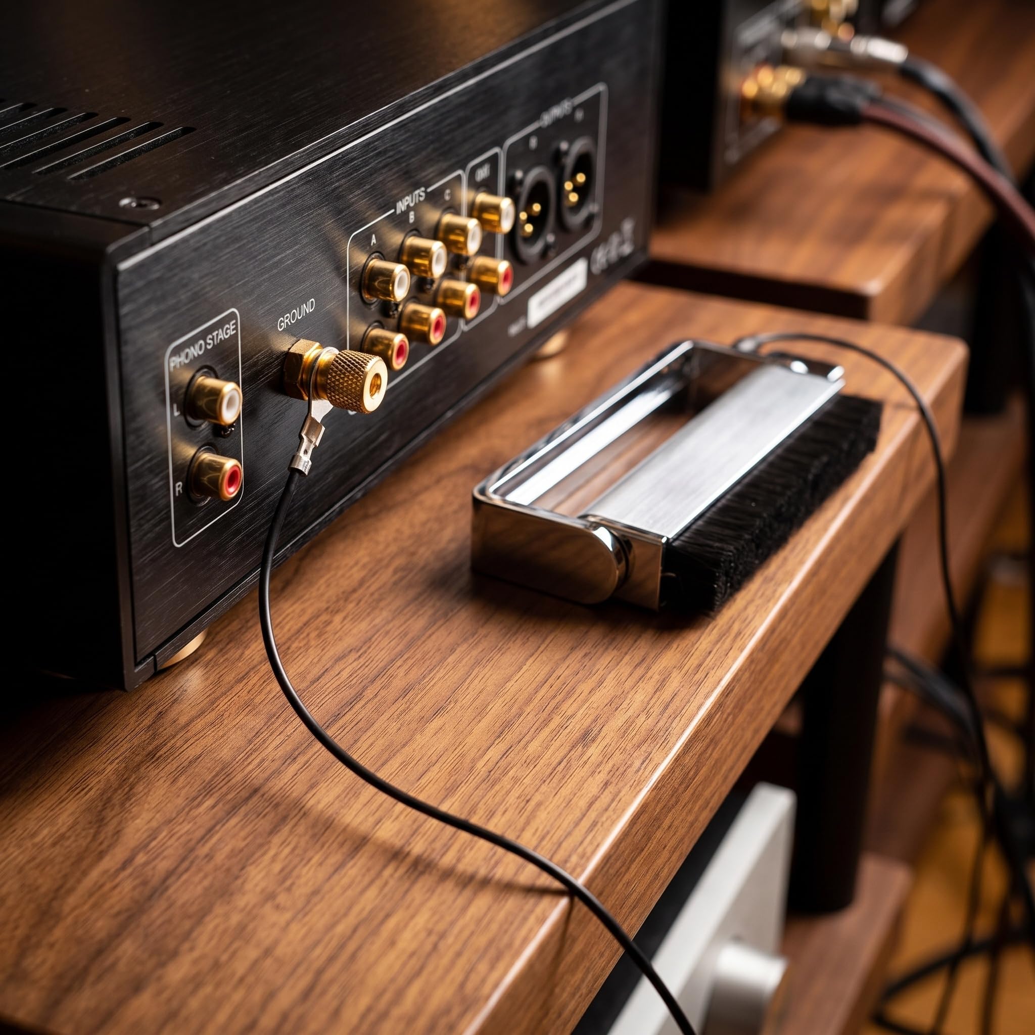 Cepillo De Limpieza De Vinilo De Fibra De Carbono, Limpiador De Discos Con Cable De Conexión A Tierra De 1 M, Cepillo Antiestático, Elimina La Estática, El Polvo Y La Suciedad, Para Tocadiscos