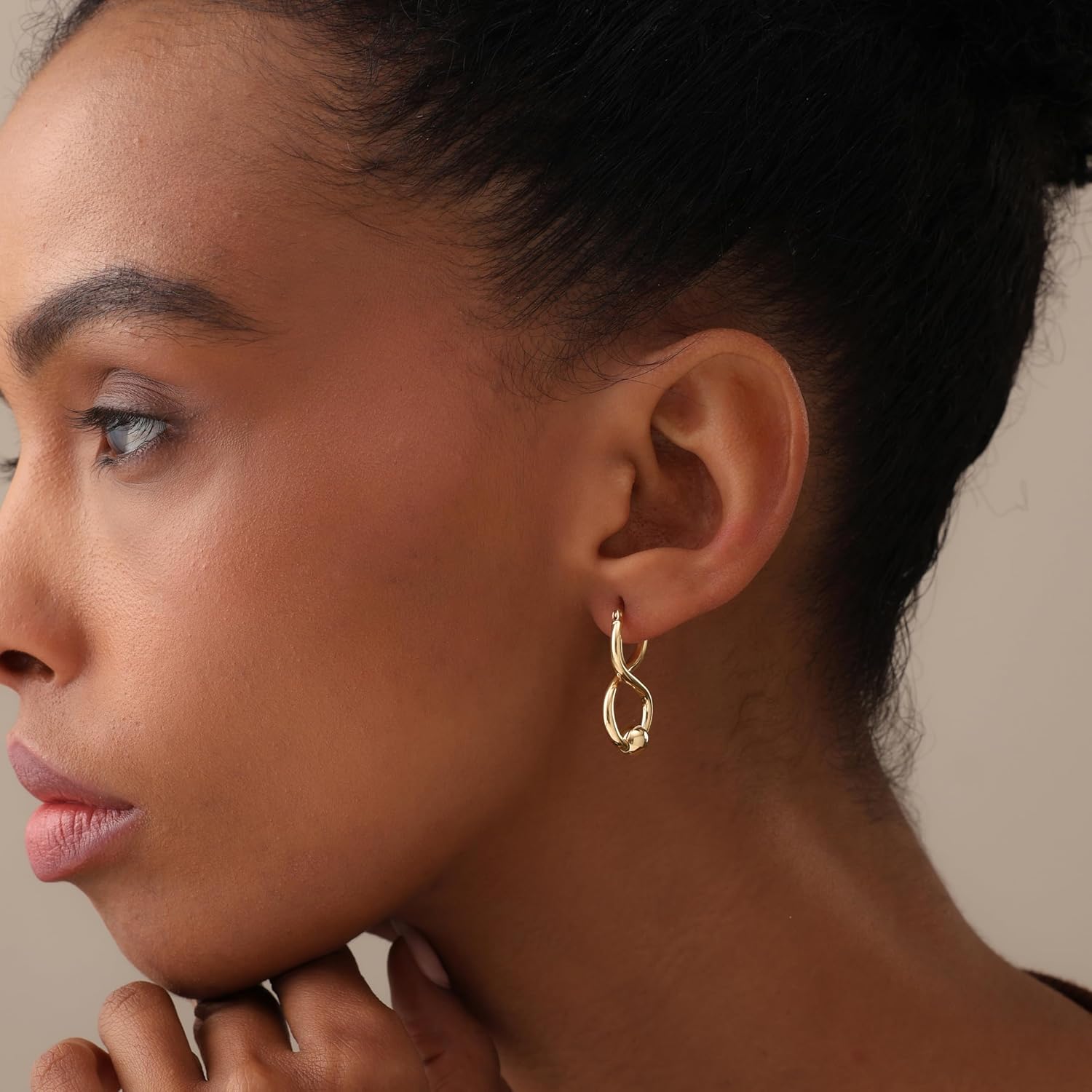 LeCalla 925 Sterling Silver Beaded Hoop Earrings for Women | Classic Infinity Figure 8 Twisted Ball Bead Click-Top Hoops | Lightweight Hypoallergenic Silver Hoop Jewelry