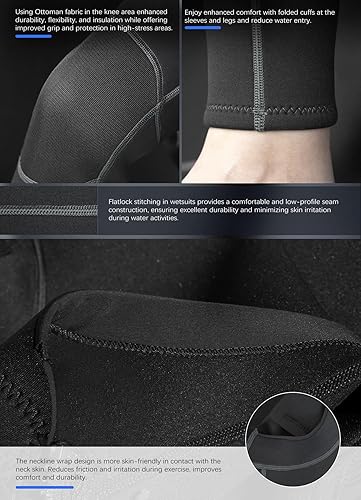 Miniatura 6 de Hevto - Traje completo de neopreno para hombre, de 0.118 pulgadas, con manga larga y cierre en la espalda, mantiene el calor, para bucear, surfear,