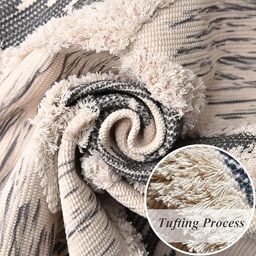 Miniatura 4 de Alfombra de pasillo bohemia de 2 x 4.3 pies, lavable con parte trasera de goma antideslizante, alfombra de cocina y granja con borlas, alfombra de