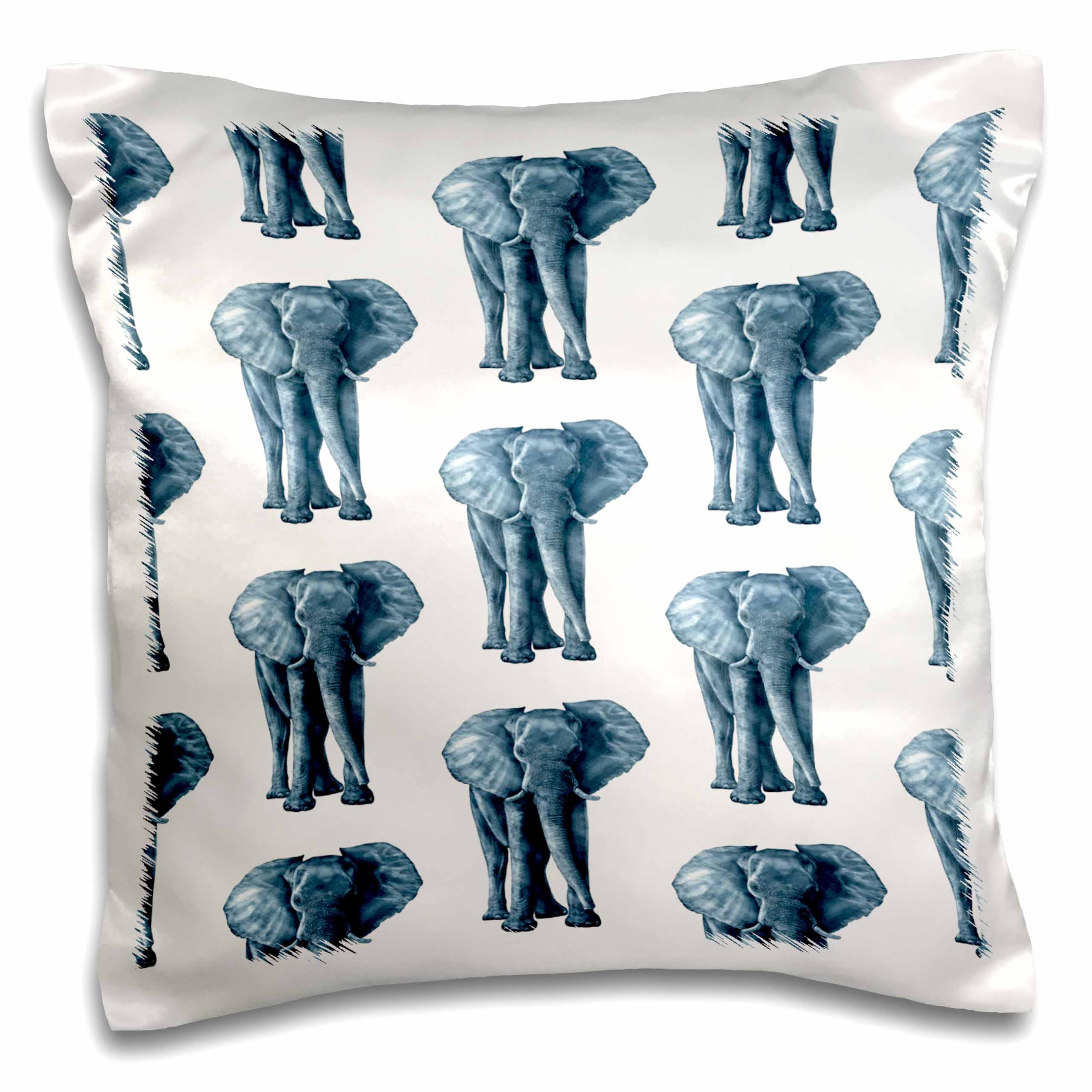 3dRose 16x16 inch Pillow Case - Pattern of a Cute Baby Gray African Elephant Animal Art. Creative Studios - Safari Animals