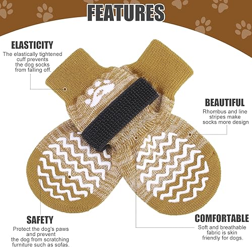 Miniatura 2 de PUPTECK Calcetines antideslizantes para perros para lamer con agarres, zapatos de perro para suelos de madera dura, botines de invierno para perros