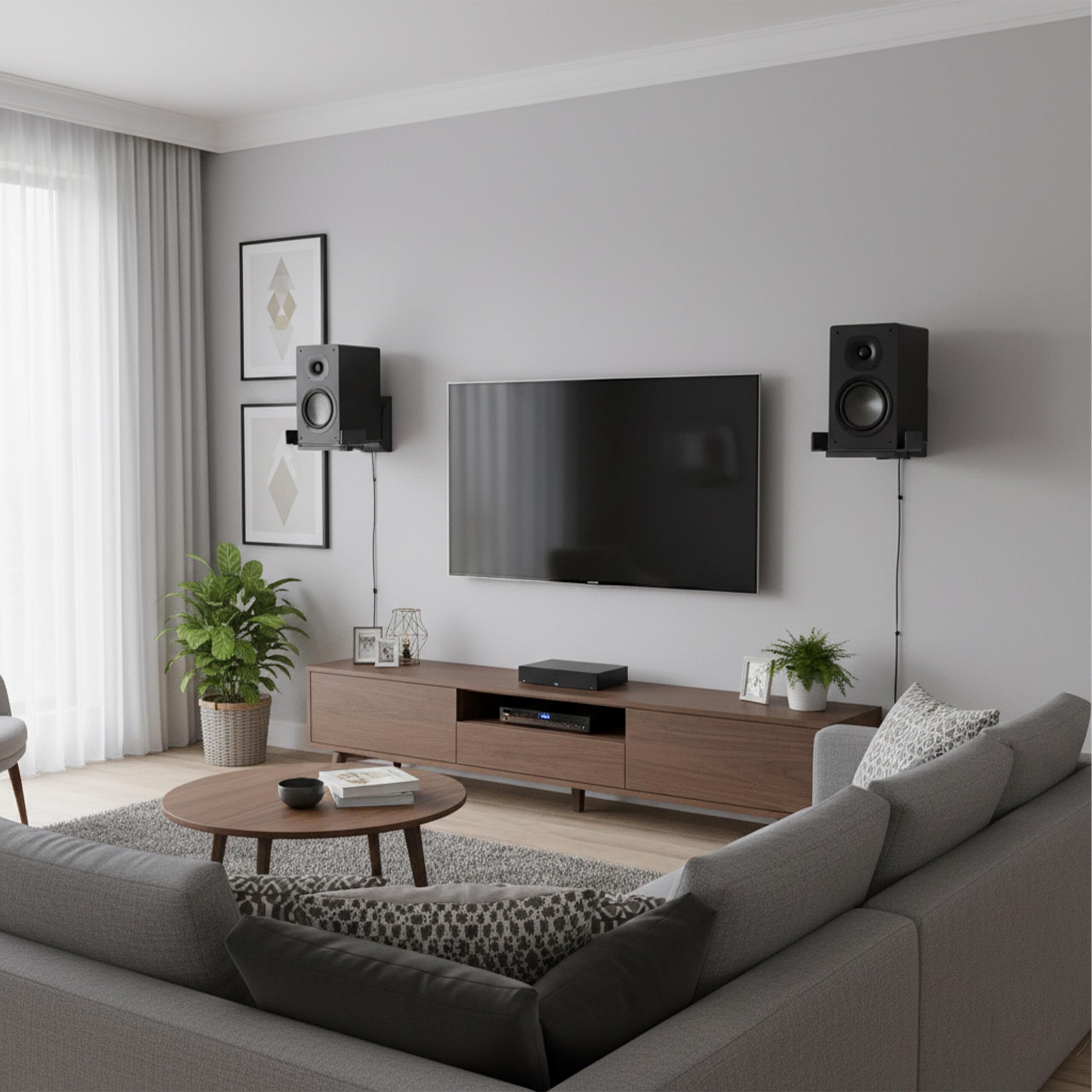 Relaxdays Support Mural pour Enceintes, 2 pcs, pivotant & inclinable, Home cinéma, Salon, Acier, Noir