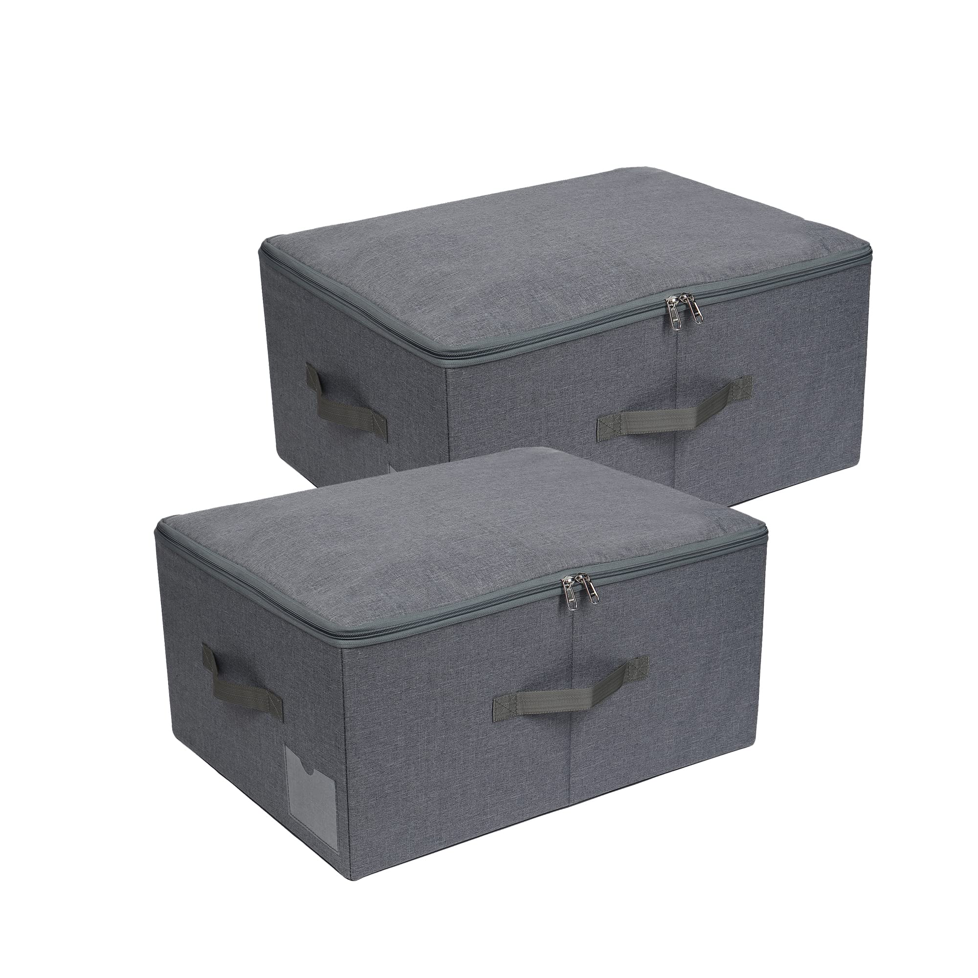 DOUBLE R BAGS Under Bed Storage Container, Underbed Shoe Storage Organizer Box with Lid, Blankets, Cloth Storage Bins, Wardrobe Closet (Grey,2)-image-29