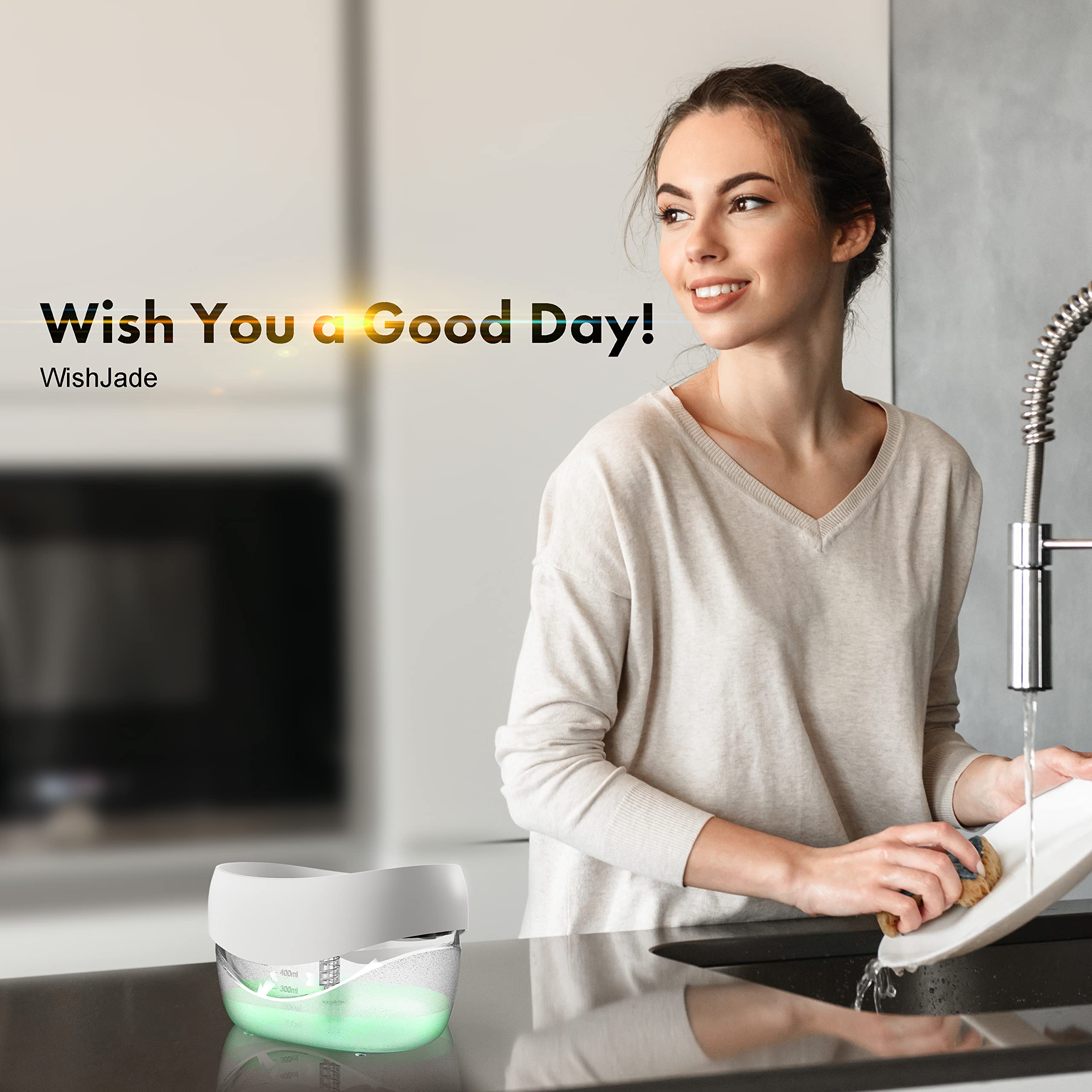 Dish Soap Dispenser with Sponge Holder Washing up Liquid Dispenser for  Kitchen Sink in detergent dispenser for Kitchen Countertop (Gray)