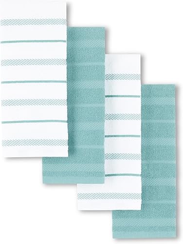 Vista 63 de KitchenAid Albany - Juego de 4 toallas de cocina, aguamarina/blanco, 16 x 26 pulgadas Aqua