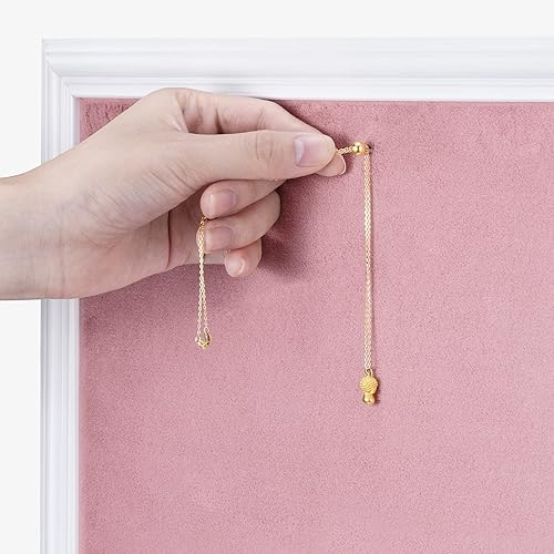 Miniatura 3 de Navaris Tablero de anuncios de tela enmarcada  18 x 24 pulgadas, organizador de joyas de felpa para pared, tablero de notas de memoria, rosa con