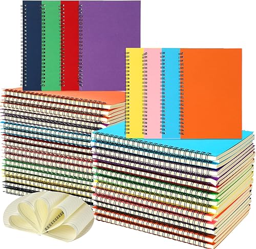Yeaqee Paquete de 60 cuadernos en espiral a granel, cuadernos de espiral con rayas universitarias de 8.5 x 5.5 pulgadas, 50 hojas de papel grueso,